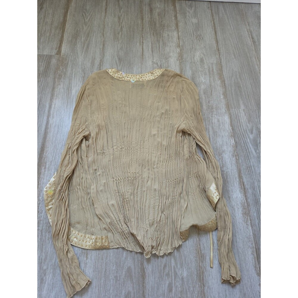 VTG Y2K Carrie Allen 2 Piece Set Beaded Sequin Crinkle Sheer Cami Cardigan M GUC - Picture 8 of 14